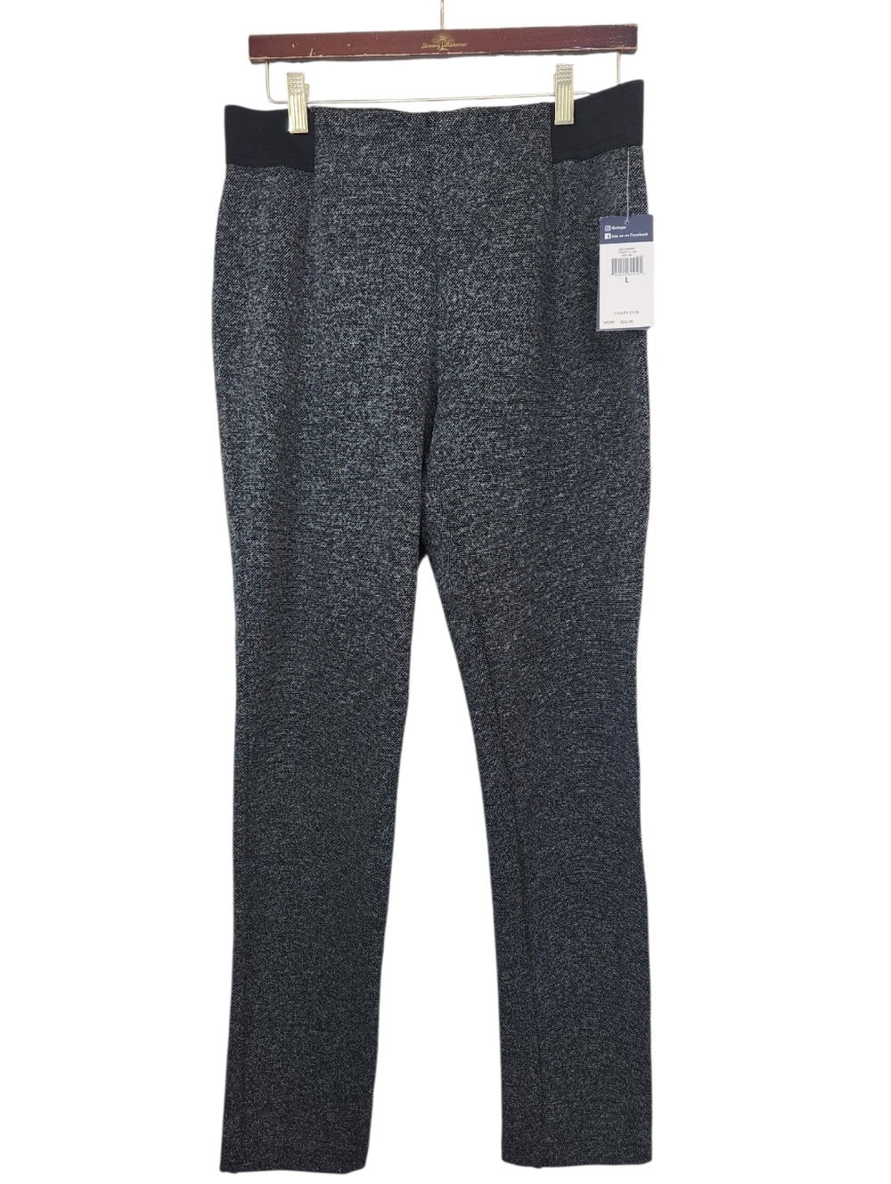 Chaps Gray Tweed Comfort Stretch Pull On Leggings Size L